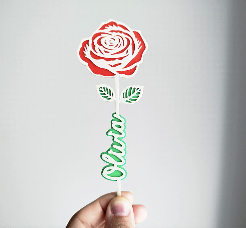 3d layered printed rose