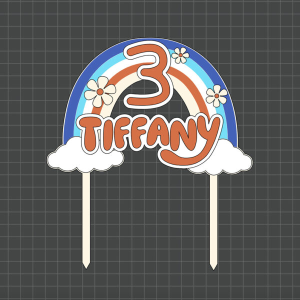 topper with rainbow and flowers preview