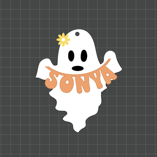 printed ghost name tag preview