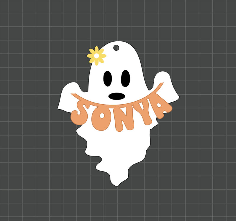 printed ghost name tag preview