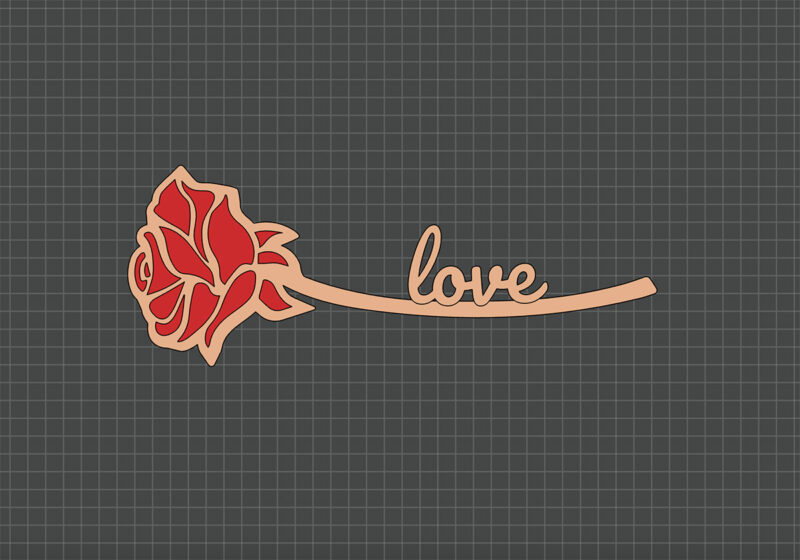 printed rose with text