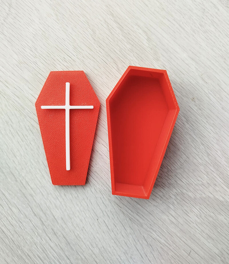 red coffin box