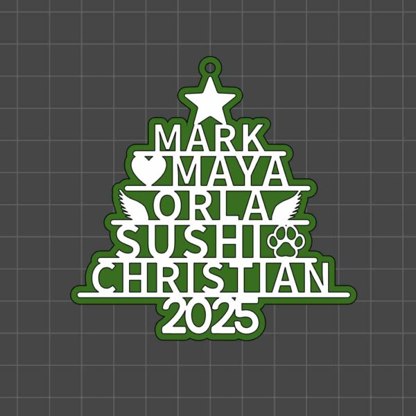 tree shaped name ornament