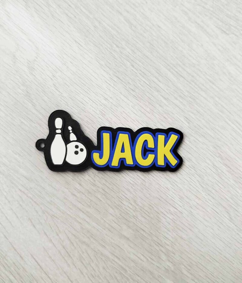 printed bowling keychain